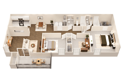 a 3d rendering of a floor plan of a house